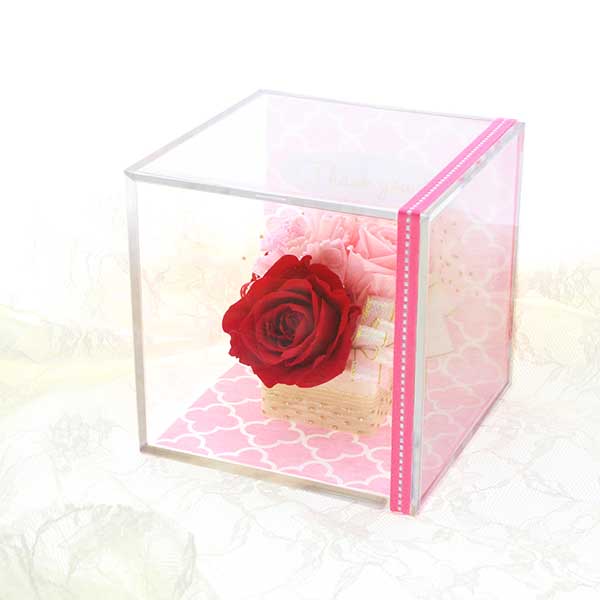 誕生日  ”Thank You”ピック付 プリザーブドフラワー レッド