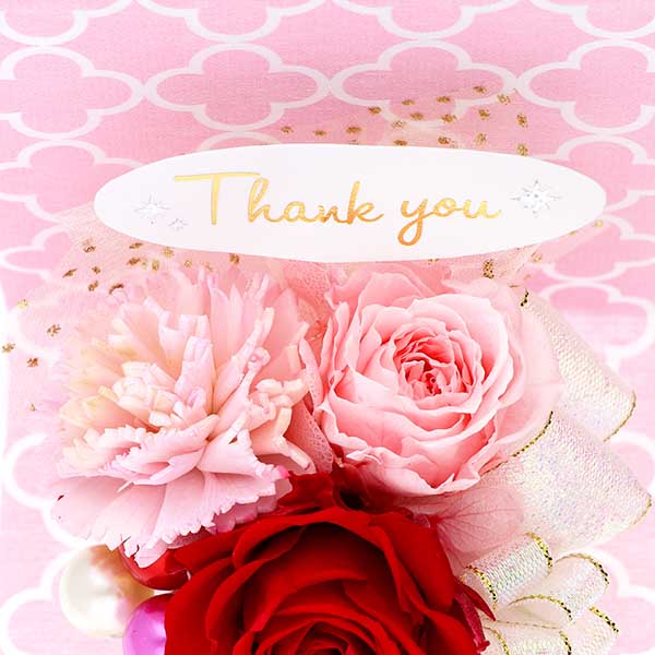 誕生日  ”Thank You”ピック付 プリザーブドフラワー レッド