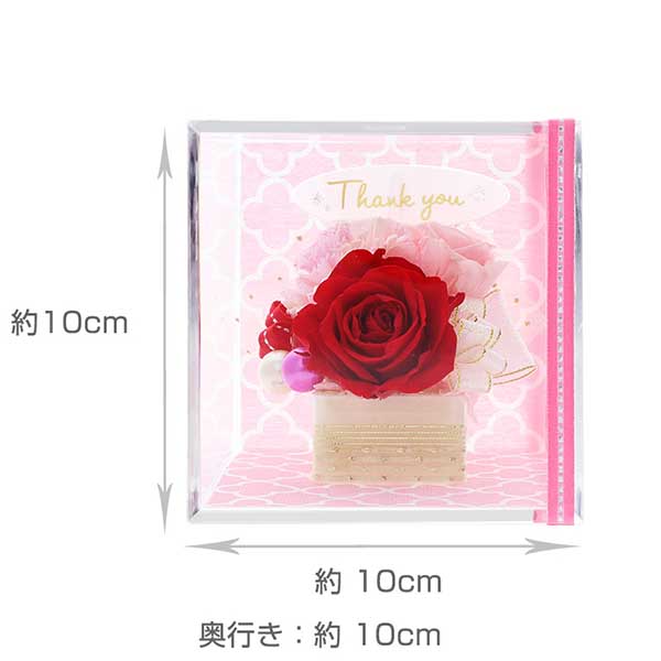 誕生日  ”Thank You”ピック付 プリザーブドフラワー レッド