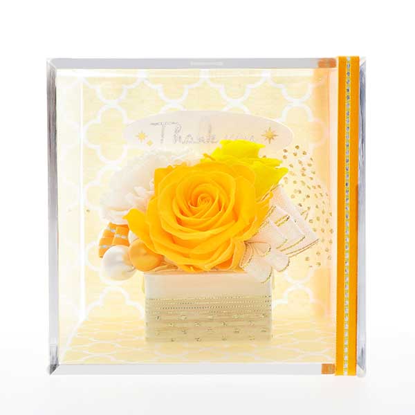 父の日 ”Thank You”ピック付 プリザーブドフラワー イエロー