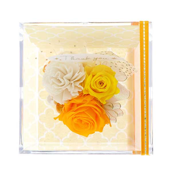 父の日 ”Thank You”ピック付 プリザーブドフラワー イエロー