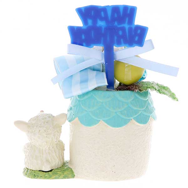 誕生日 プリザーブドフラワー 水色 ひつじ ピック付 ケース入