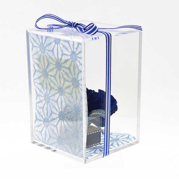 誕生日 プリザーブドフラワー ネイビー 選べるメッセージ