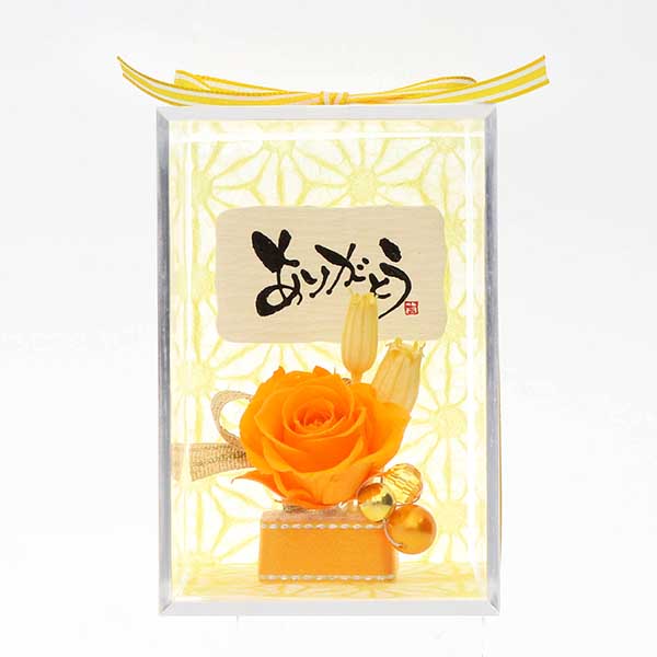 お祝い プリザーブドフラワー オレンジ 選べるメッセージ