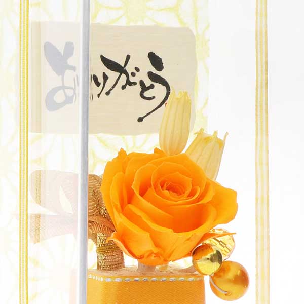 お祝い プリザーブドフラワー オレンジ 選べるメッセージ