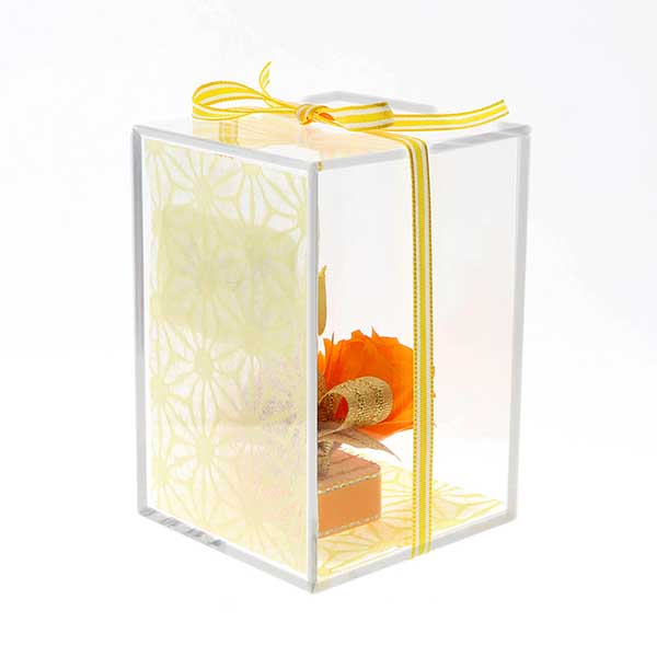 お祝い プリザーブドフラワー オレンジ 選べるメッセージ