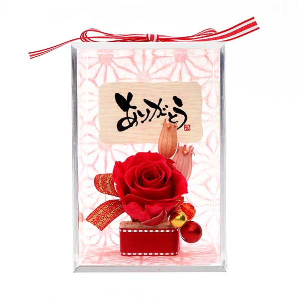 記念日 プリザーブドフラワー レッド 選べるメッセージ