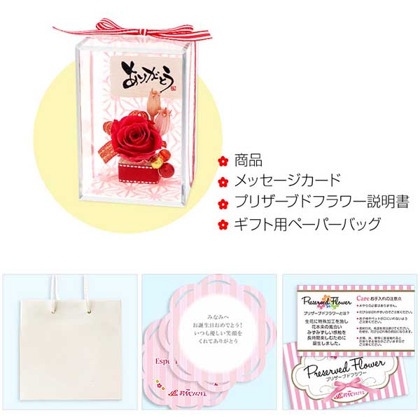 記念日 プリザーブドフラワー レッド 選べるメッセージ