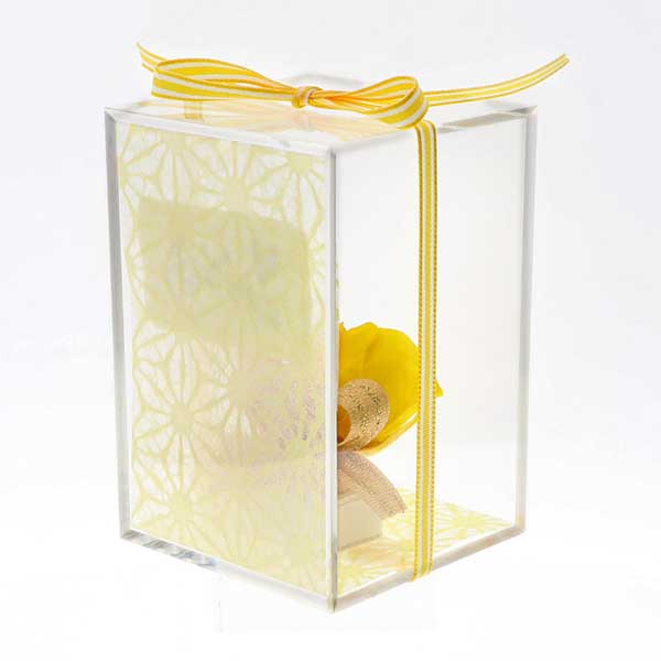 誕生日 プリザーブドフラワー イエロー 選べるメッセージ