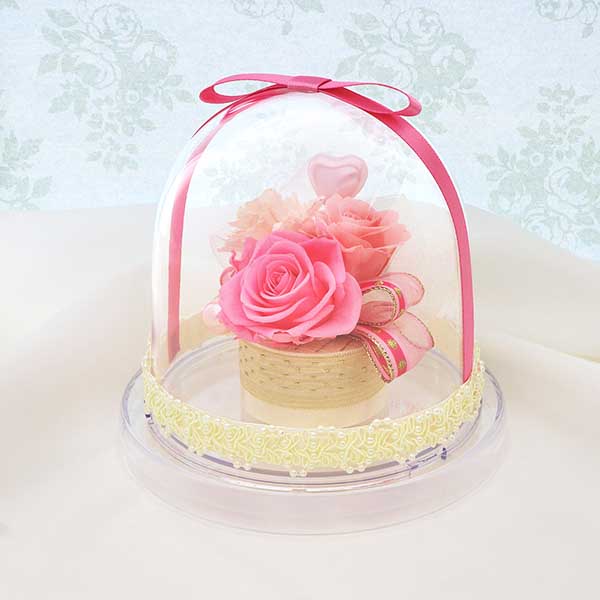 記念日 プリザーブドフラワー ピンク 選べるリボン