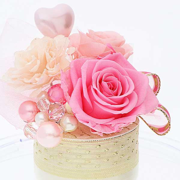 記念日 プリザーブドフラワー ピンク 選べるリボン