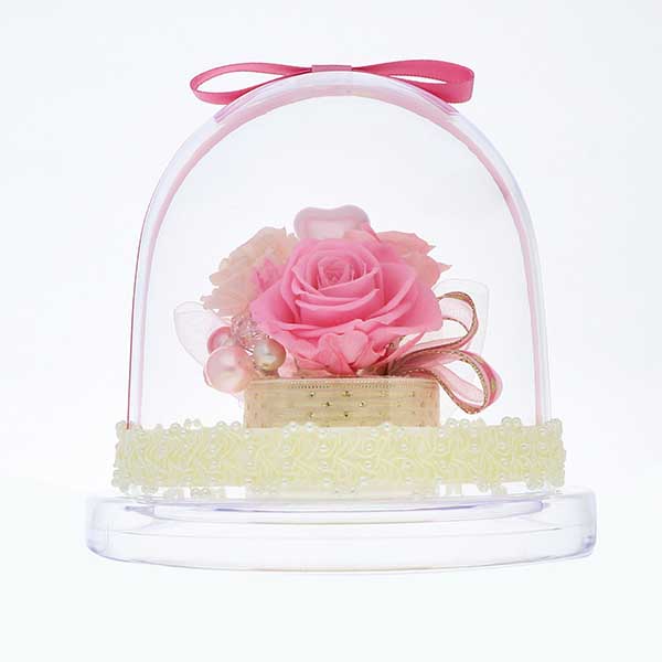 記念日 プリザーブドフラワー ピンク 選べるリボン