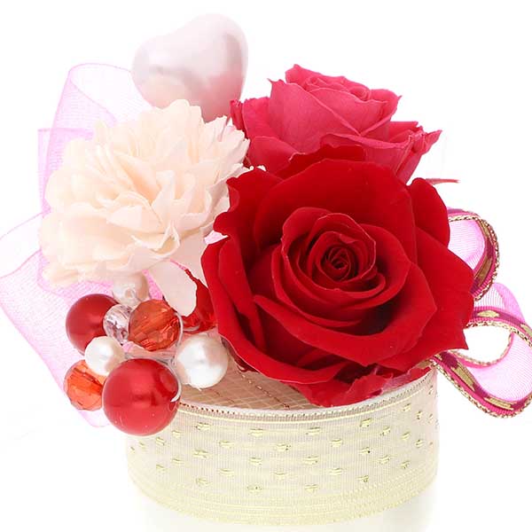 記念日 プリザーブドフラワー レッド 選べるリボン