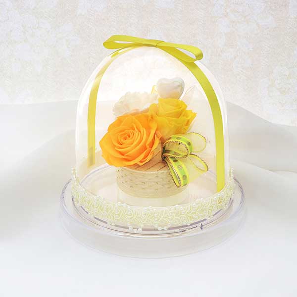 記念日 プリザーブドフラワー イエロー 選べるリボン