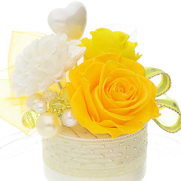 記念日 プリザーブドフラワー イエロー 選べるリボン