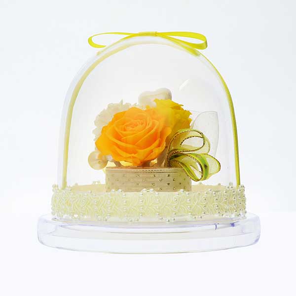 記念日 プリザーブドフラワー イエロー 選べるリボン