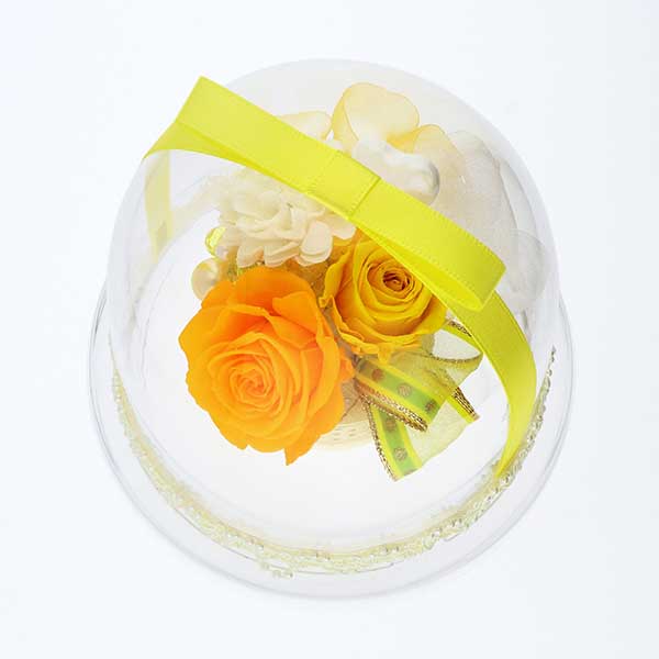 記念日 プリザーブドフラワー イエロー 選べるリボン