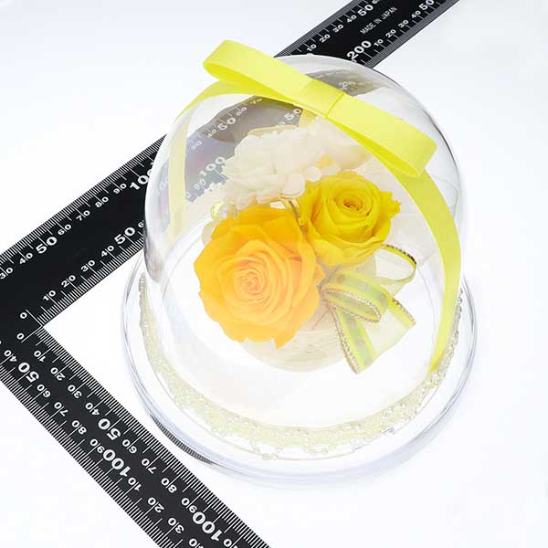 記念日 プリザーブドフラワー イエロー 選べるリボン