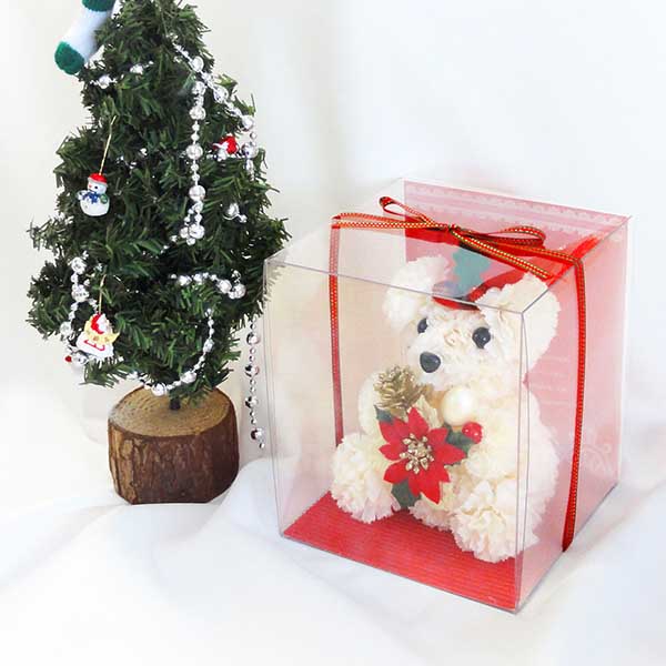 クリスマス フラワー ポインセチア　おすわりベア