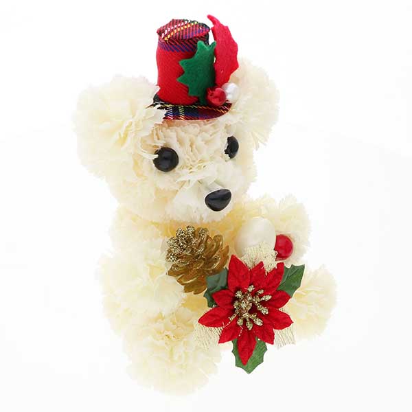 クリスマス フラワー ポインセチア　おすわりベア