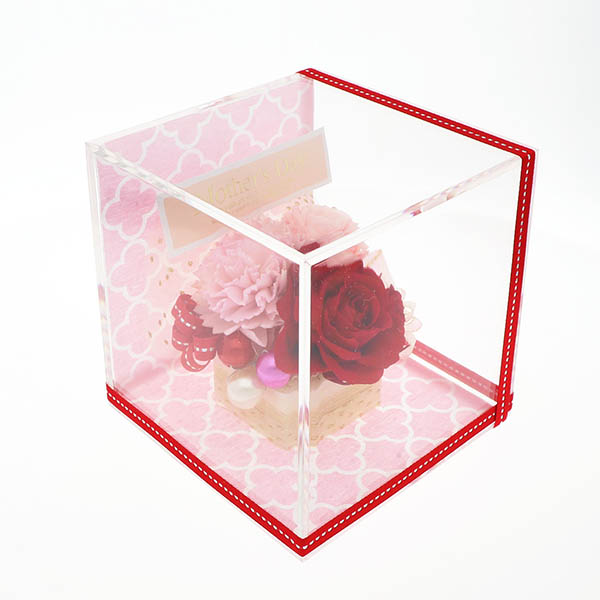 母の日 プリザーブドフラワー キューブ (メッセージカード付)