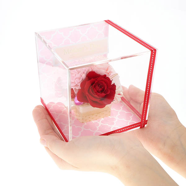 母の日 プリザーブドフラワー キューブ (メッセージカード付)