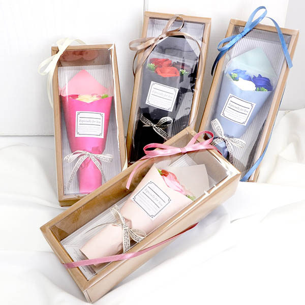 花束&メッセージネックレス(MERRY)セット  ソープフラワー 色が選べる(4色)