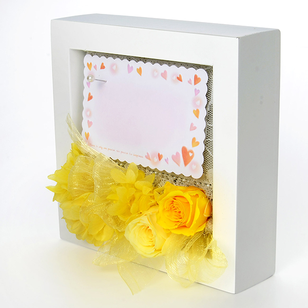 プリザーブドフラワー フレームアレンジ イエロー「フラワーレター」