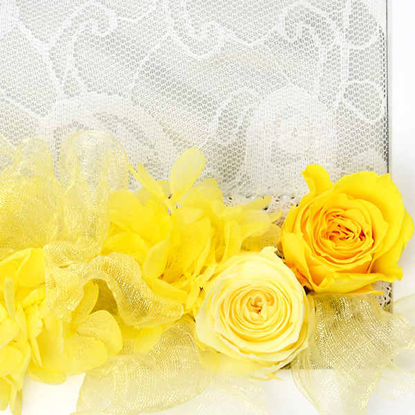 プリザーブドフラワー フレームアレンジ イエロー「フラワーレター」