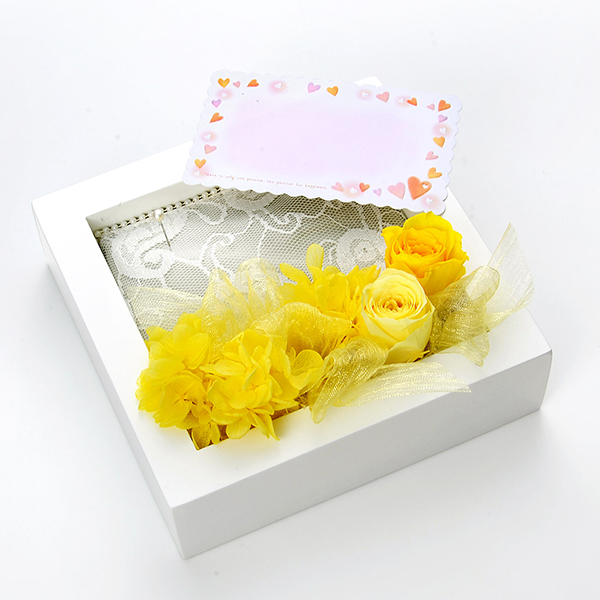 プリザーブドフラワー フレームアレンジ イエロー「フラワーレター」