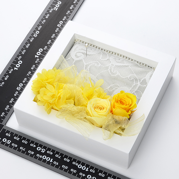 プリザーブドフラワー フレームアレンジ イエロー「フラワーレター」