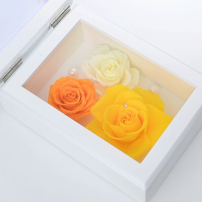 プリザーブドフラワー フォトフレーム イエロー オレンジ