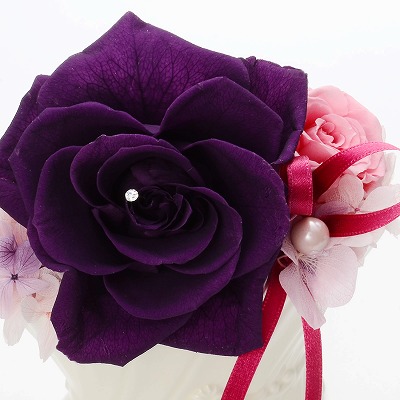 お祝い ローズ プリザーブドフラワー パープル