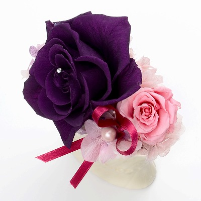 お祝い ローズ プリザーブドフラワー パープル