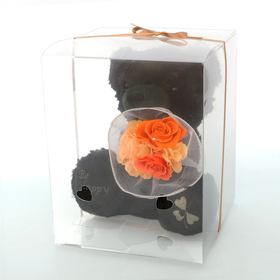 テディベア&プリザーブドフラワー ブラック オレンジ