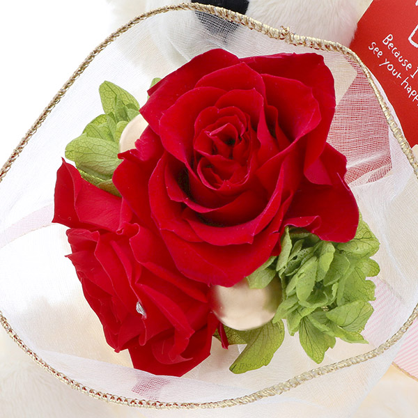 母の日 プリザーブドフラワーテディ  レッド