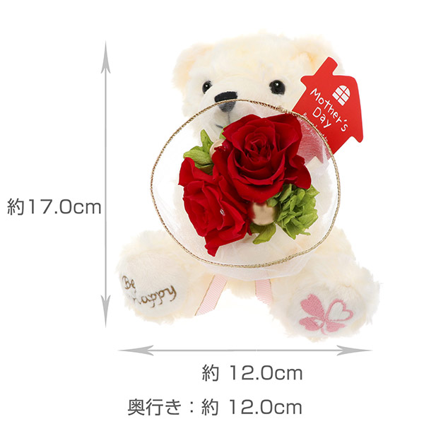 母の日 プリザーブドフラワーテディ  レッド
