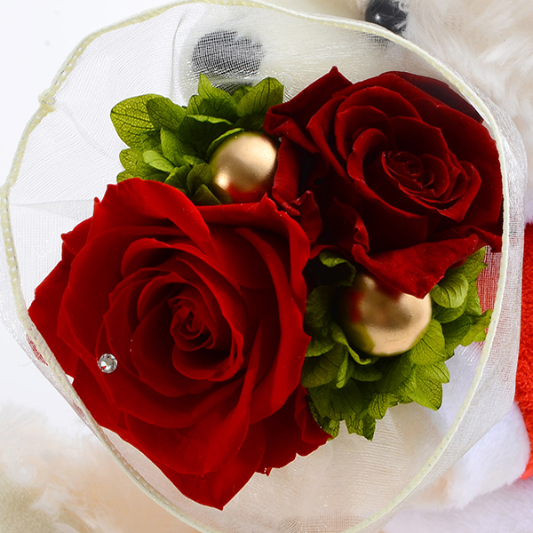 クリスマス プリザーブドフラワー&サンタのハッピーテディベア