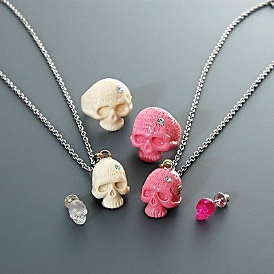 スカル3点ペアセット(ホワイト&ピンク)