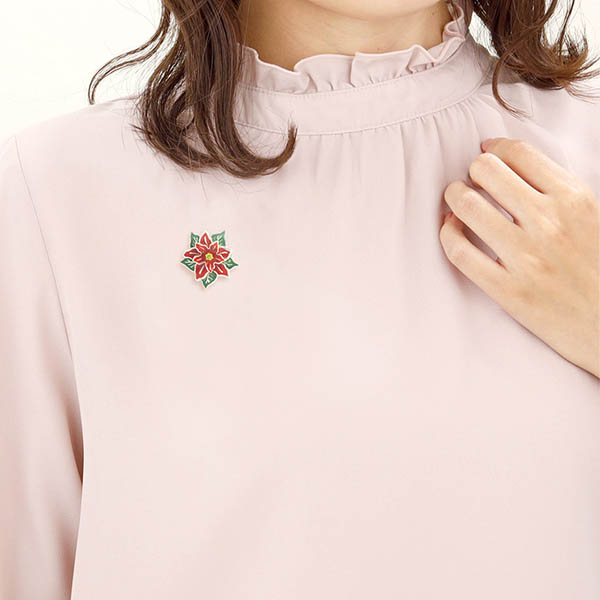 シルバーピンバッチ(ポインセチア)