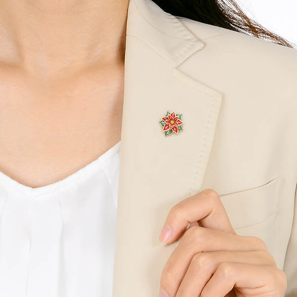 シルバーピンバッチ(ポインセチア)