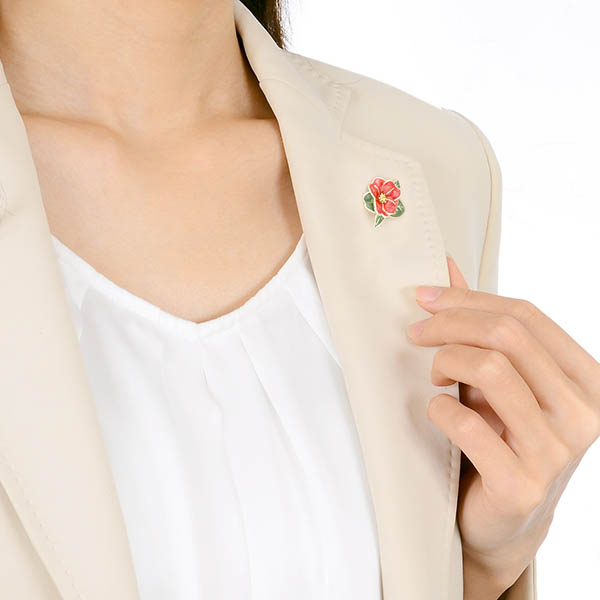 シルバーピンバッチ(ツバキ)