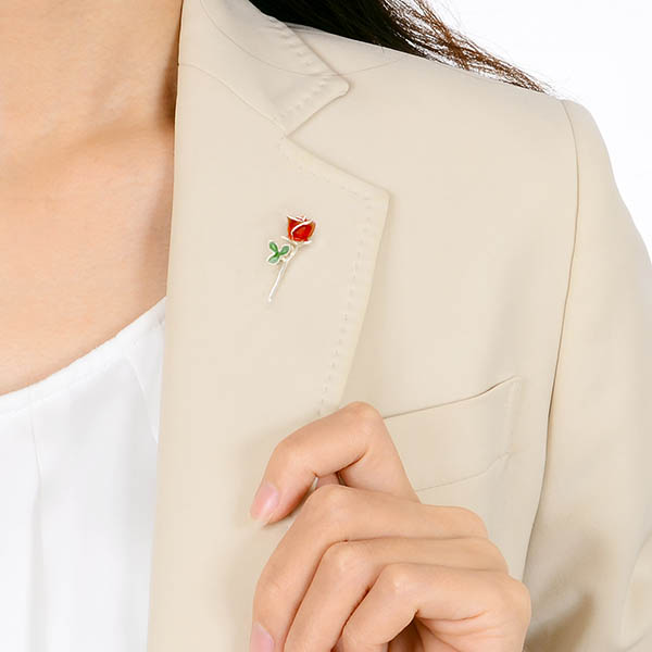 シルバーピンバッチ(バラ)