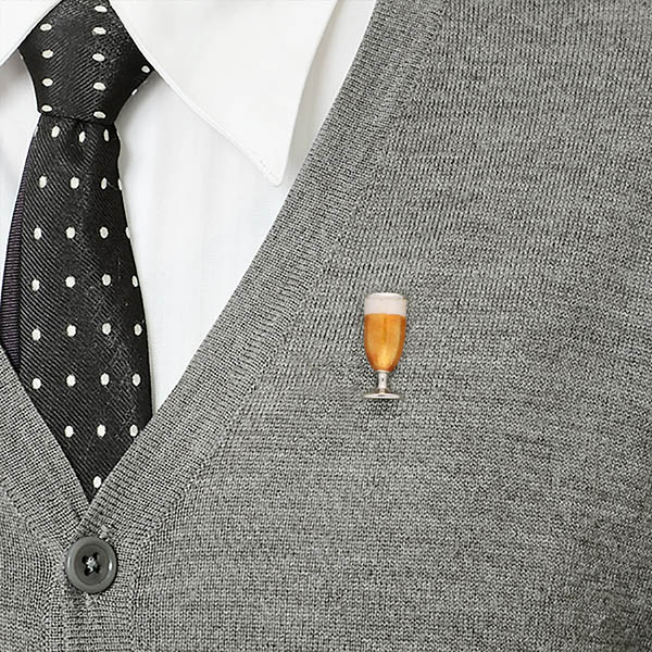 シルバーピンバッチ(ビアグラス)