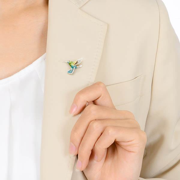 シルバーピンバッチ(ハミングバード)
