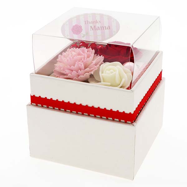 母の日 シルバーネックレス フラワーボックス セット 「Thanks Mama」ピック付