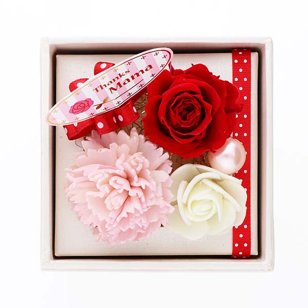 母の日 シルバーネックレス フラワーボックス セット 「Thanks Mama」ピック付