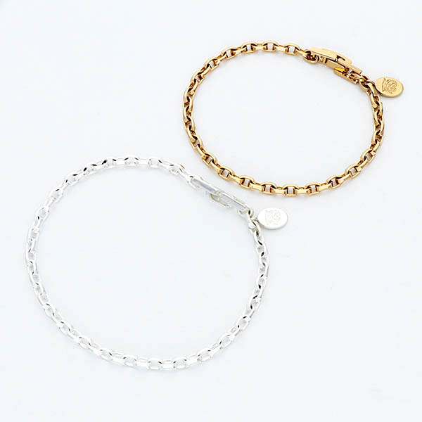 チェーンペアブレスレット(2面カットオーバルチェーン)