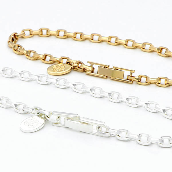 チェーンペアブレスレット(2面カットオーバルチェーン)