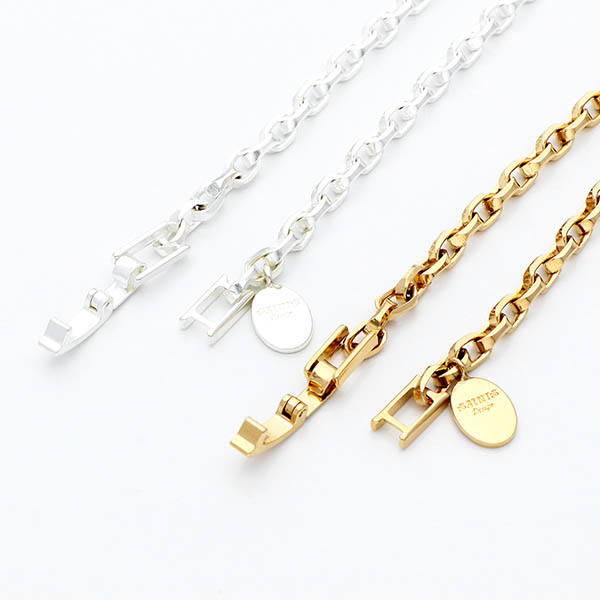 チェーンペアブレスレット(2面カットオーバルチェーン)